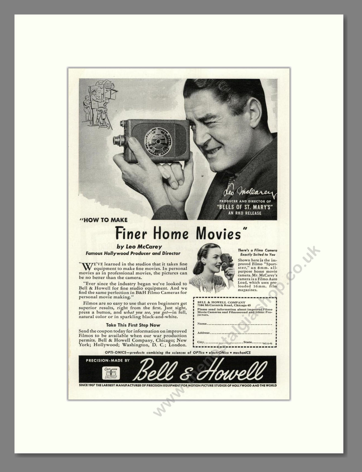 Bell & Howell - Filmo Sportster. Vintage Advert 1945 (ref AD68850)