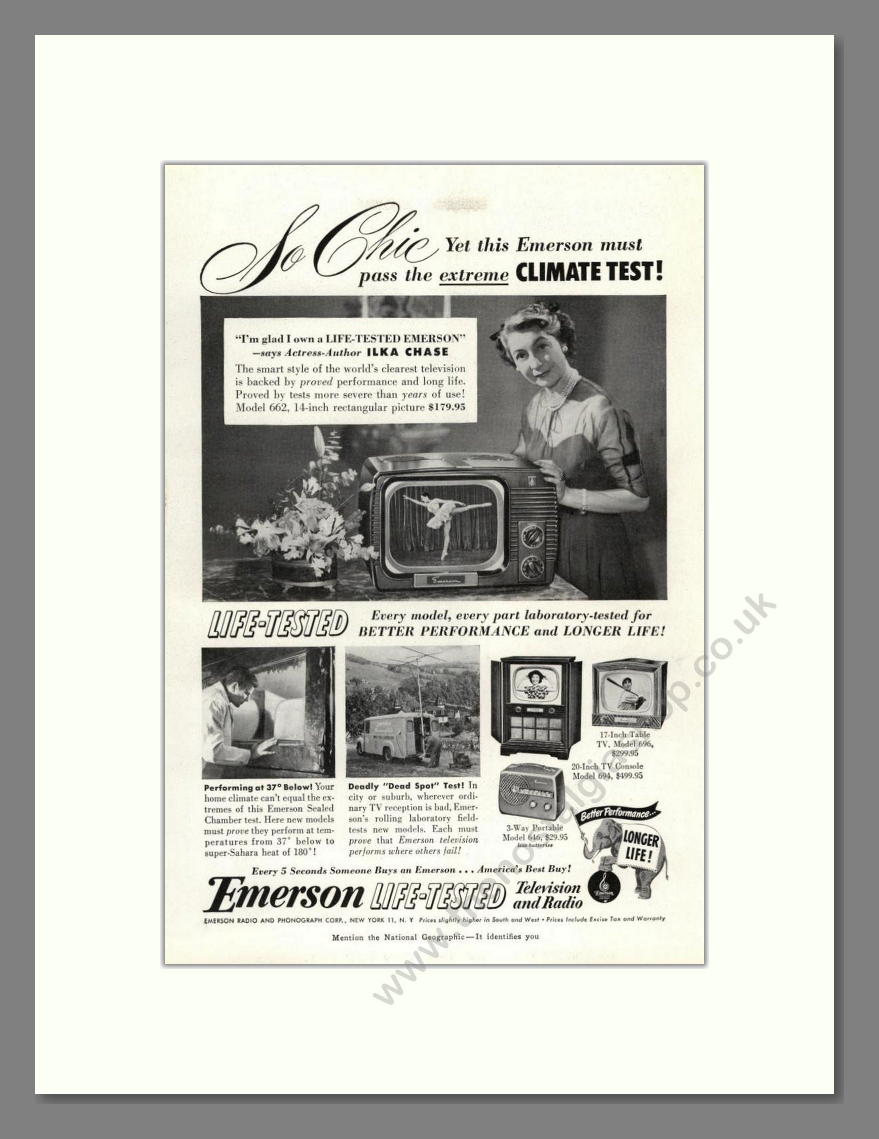 Emerson - Life-Tested TVs. Vintage Advert 1951 (ref AD68434)