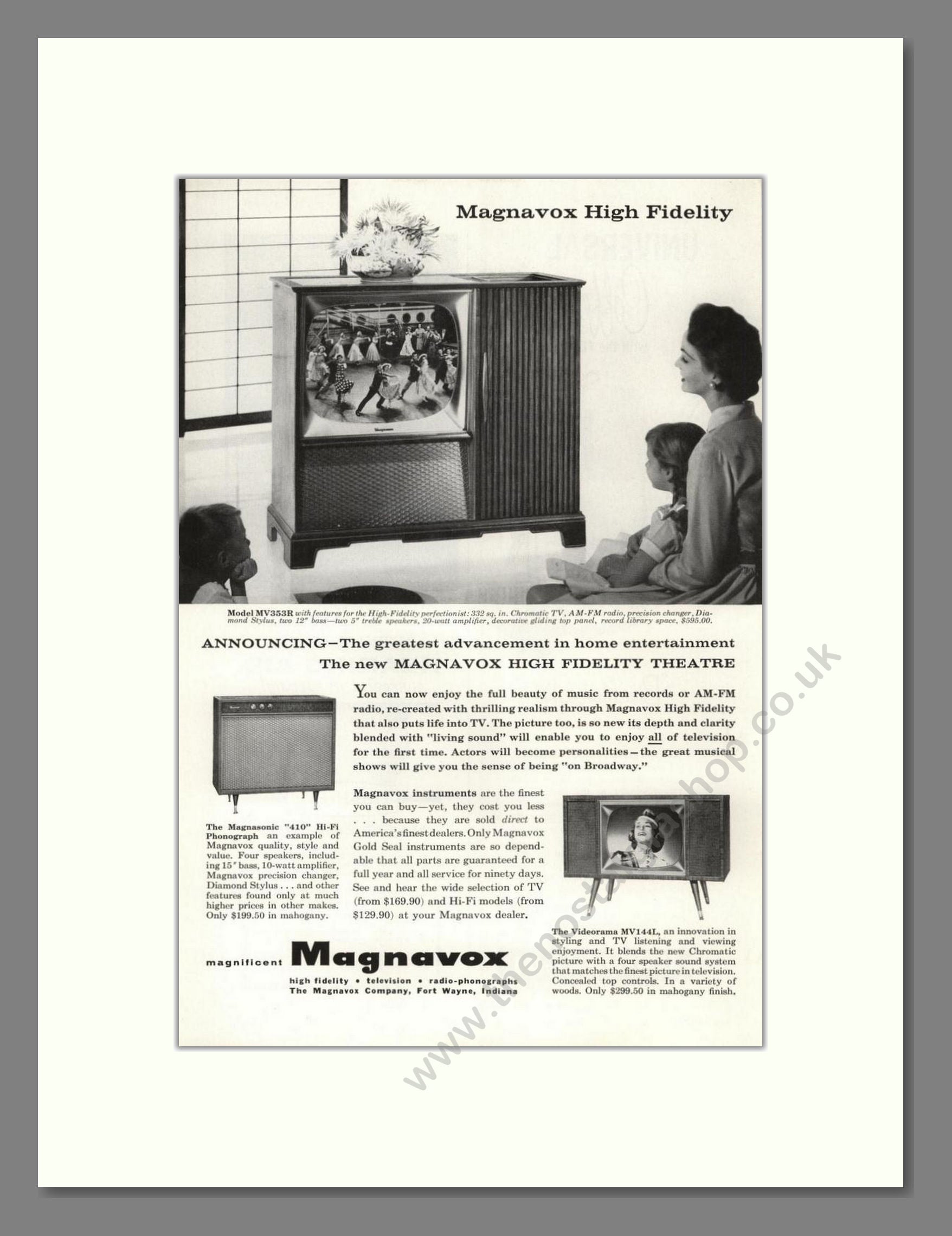 Magnavox - Mv353R TV. Vintage Advert 1957 (ref AD68451)