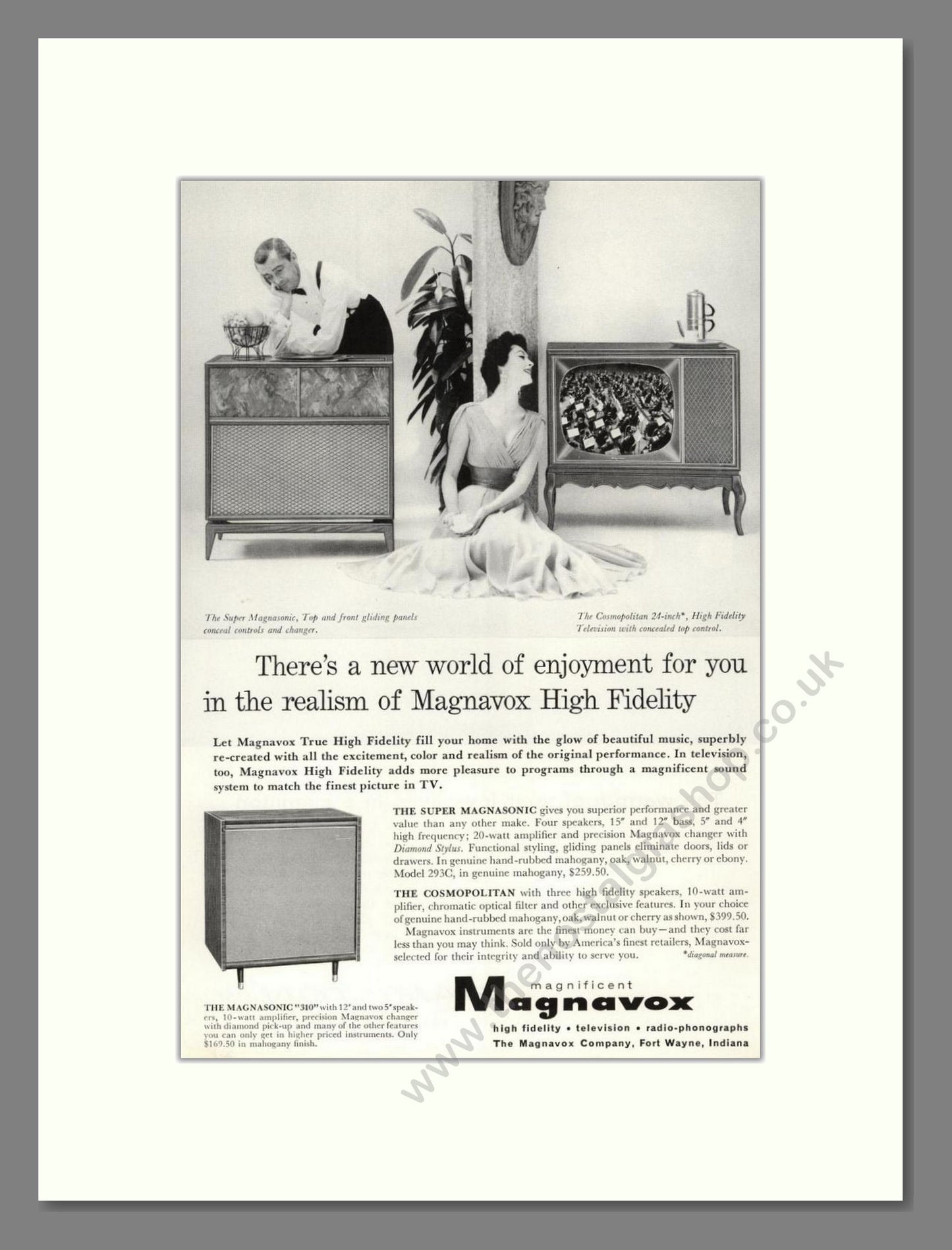 Magnavox - Cosmopolitan TV. Vintage Advert 1957 (ref AD68452)