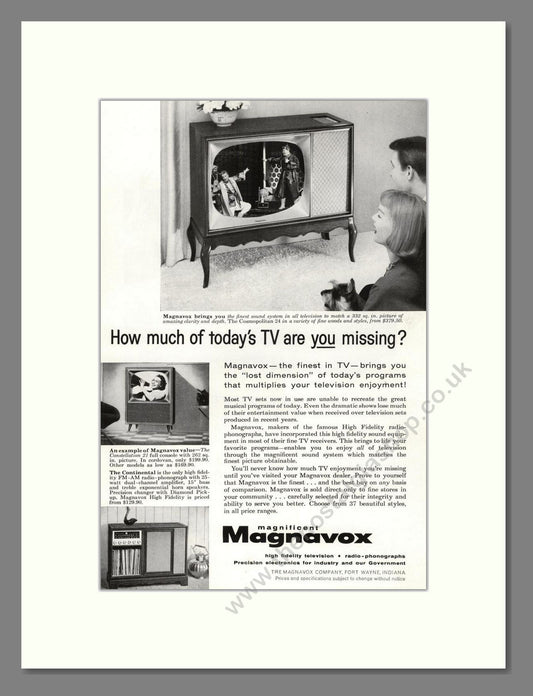 Magnavox - Cosmopolitan TV. Vintage Advert 1958 (ref AD68453)