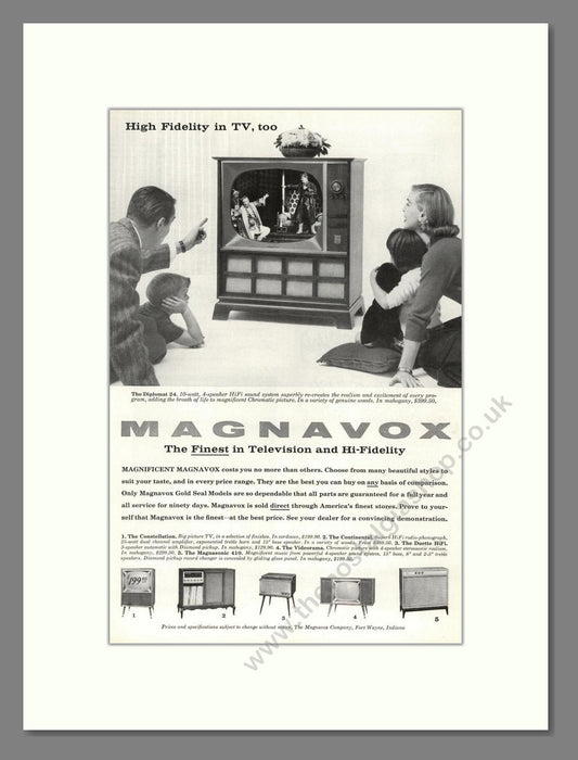 Magnavox - Diplomat TV. Vintage Advert 1958 (ref AD68455)