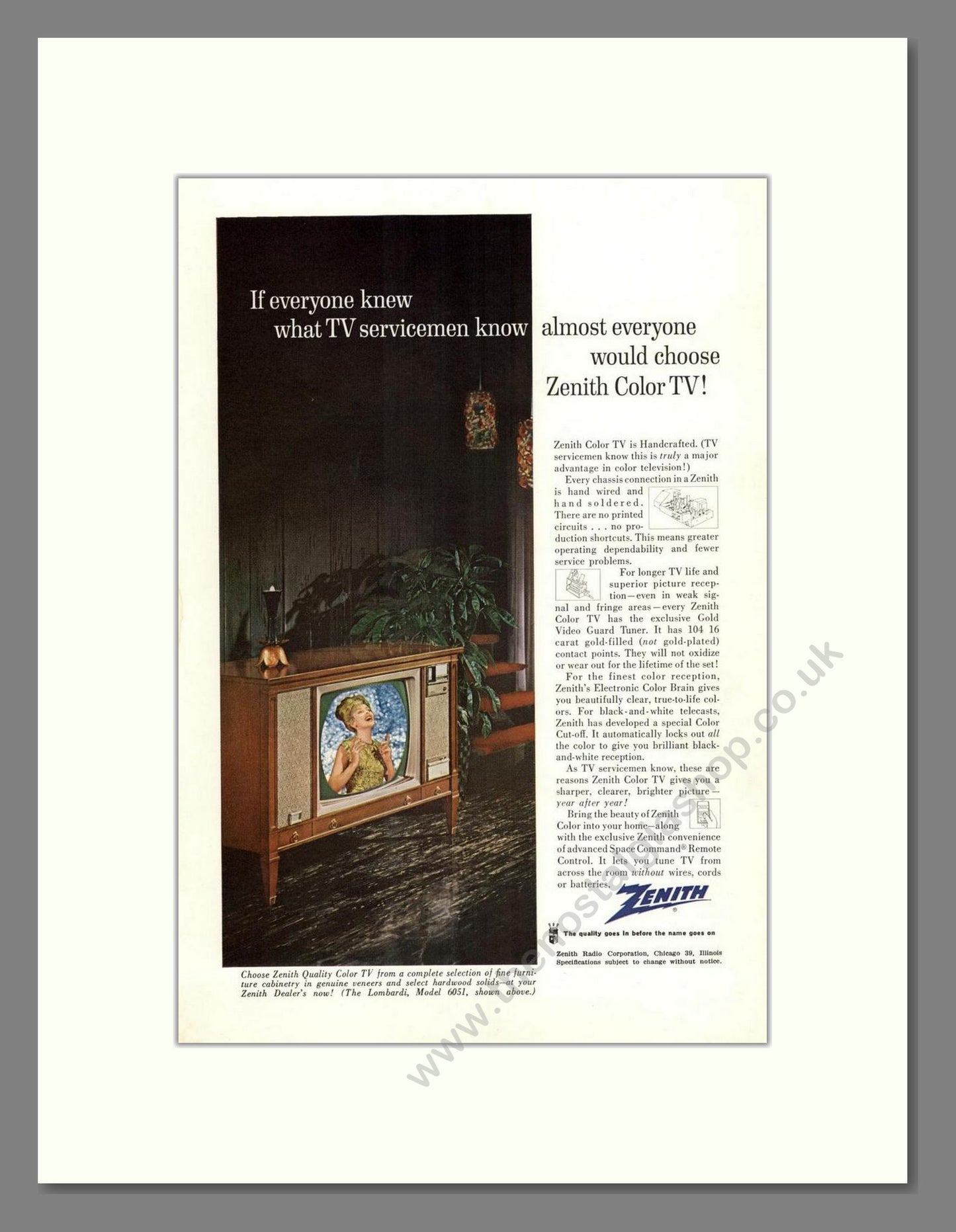 Zenith - Handcrafted TV. Vintage Advert 1963 (ref AD68468)