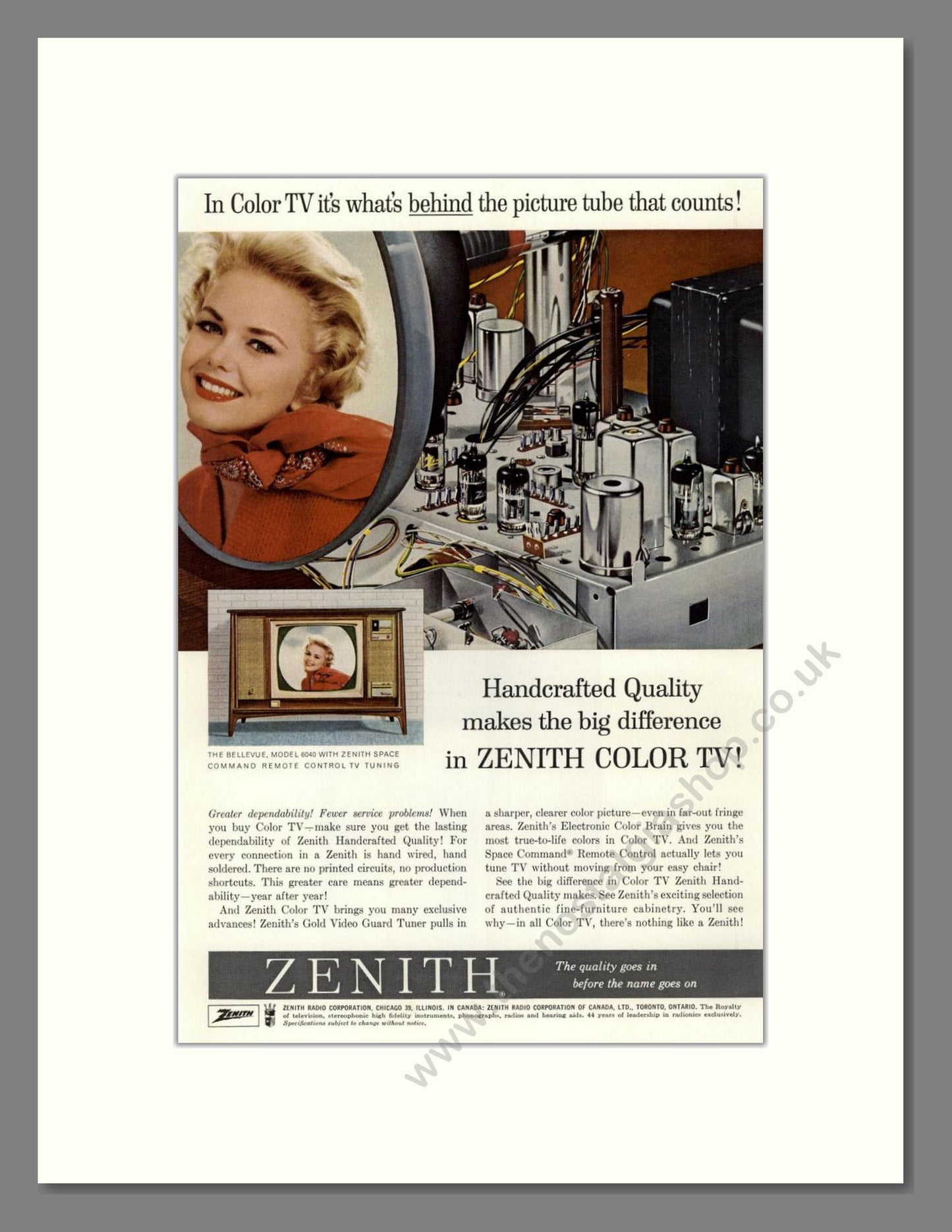 Zenith - Handcrafted TV. Vintage Advert 1962 (ref AD68472)