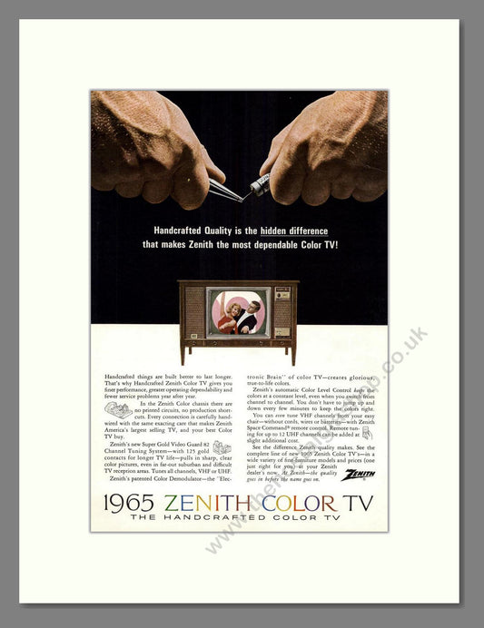 Zenith - Handcrafted TV. Vintage Advert 1964 (ref AD68474)