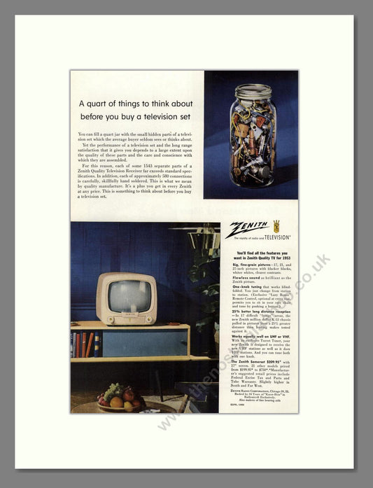 Zenith - Somerset TV. Vintage Advert 1953 (ref AD68475)