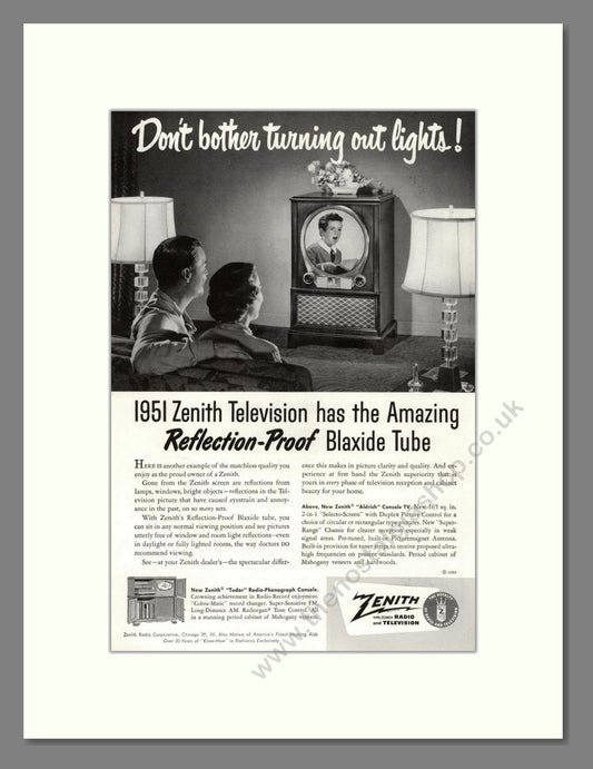 Zenith - Black Magic TV. Vintage Advert 1950 (ref AD68479)