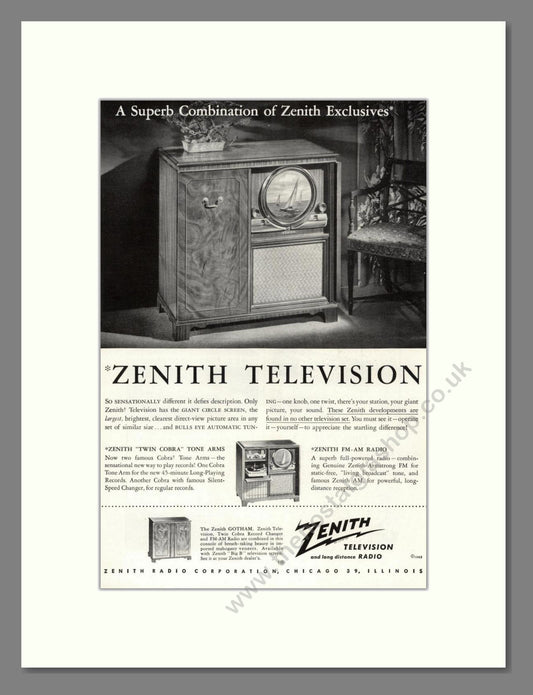 Zenith - St Regis TV. Vintage Advert 1949 (ref AD68481)