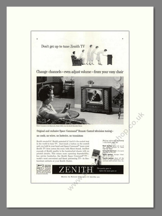 Zenith - Space Command TV Tuner. Vintage Advert 1959 (ref AD68483)