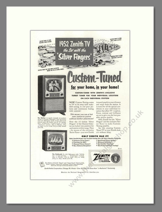 Zenith - Walton / Fitzgerald TV. Vintage Advert 1952 (ref AD68485)