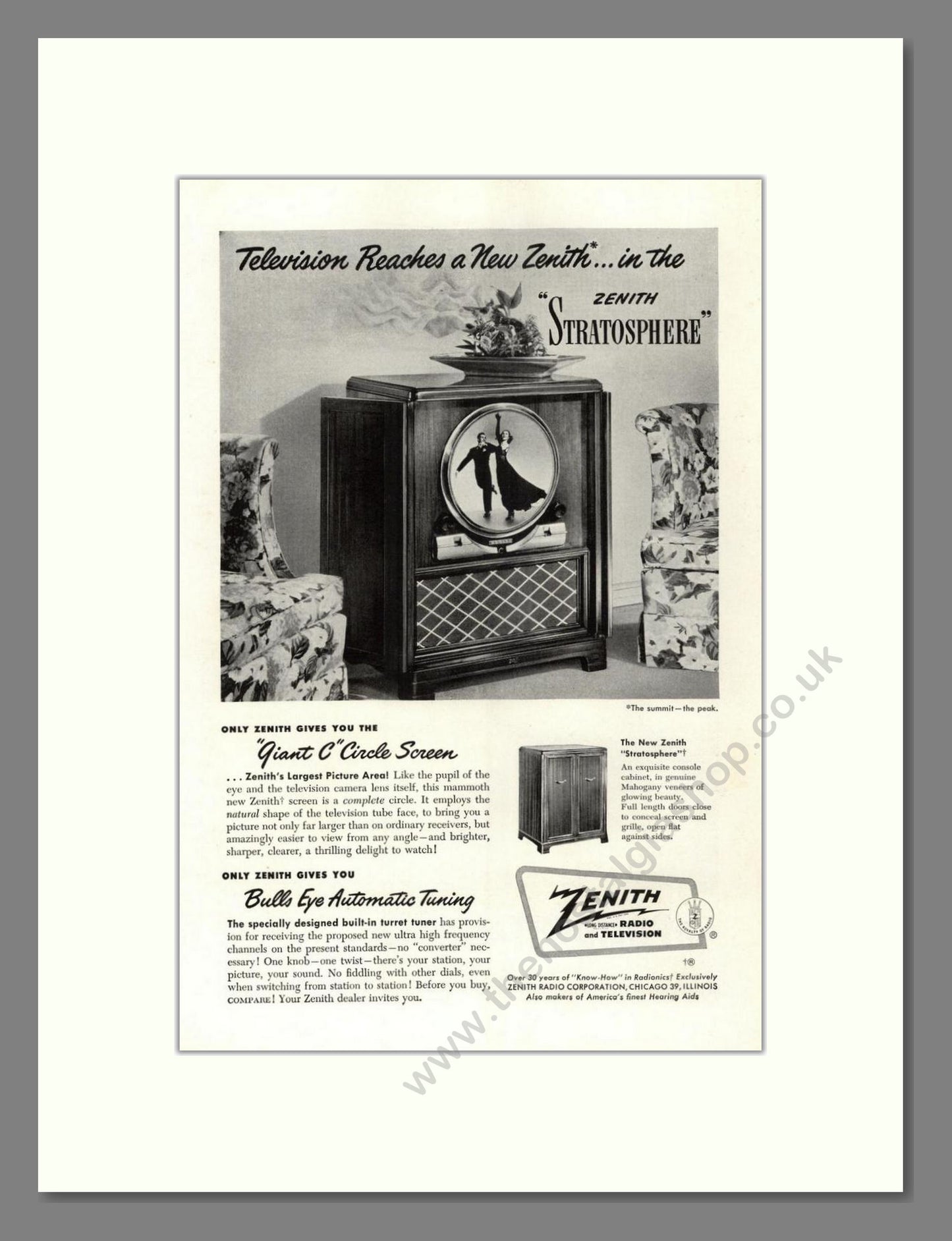 Zenith - Stratosphere TV. Vintage Advert 1949 (ref AD68486)