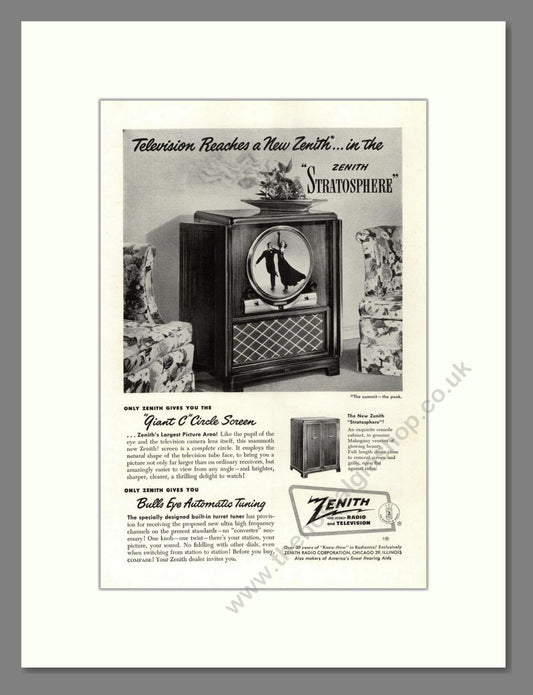 Zenith - Stratosphere TV. Vintage Advert 1949 (ref AD68486)