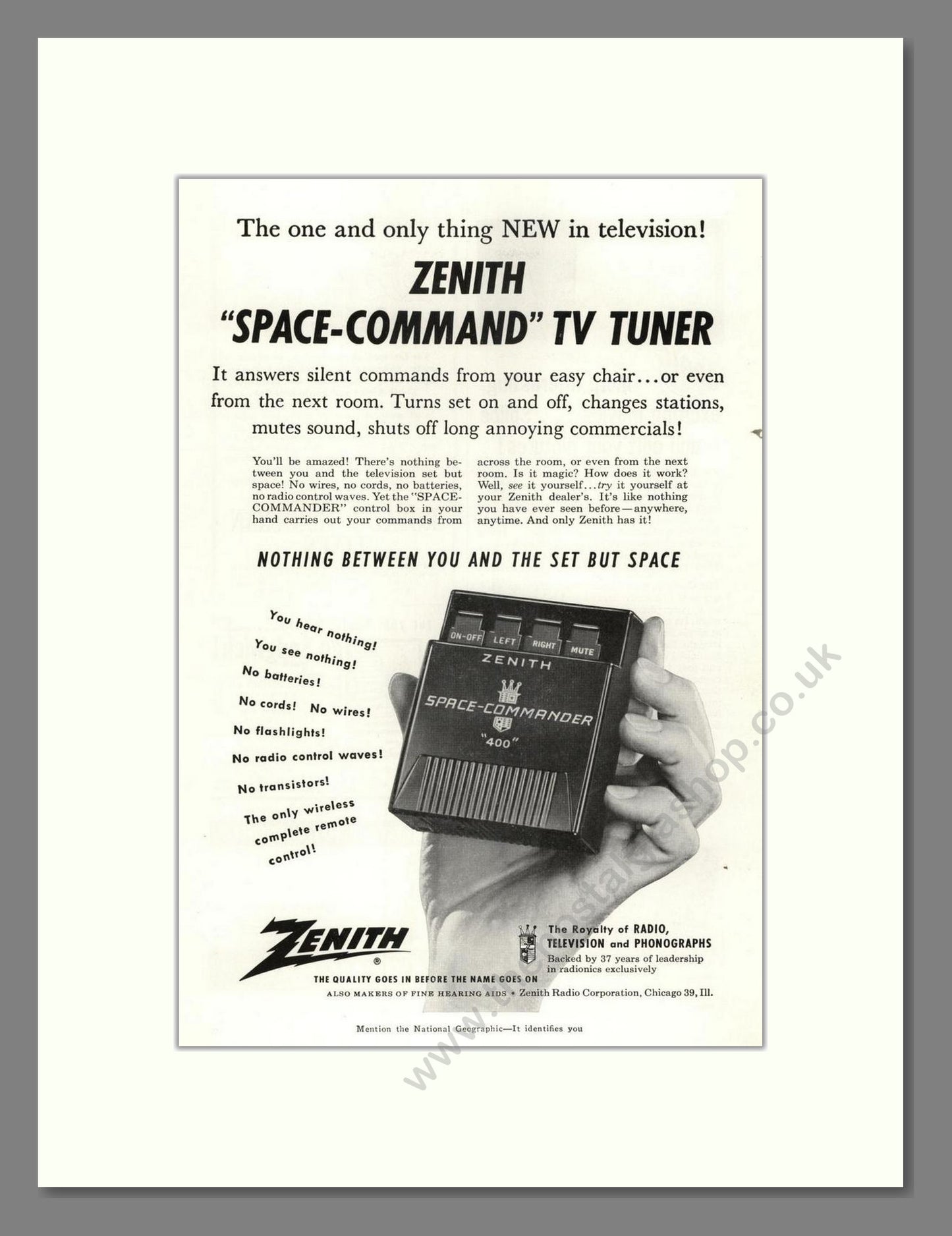 Zenith - Space Command TV Tuner. Vintage Advert 1956 (ref AD68488)