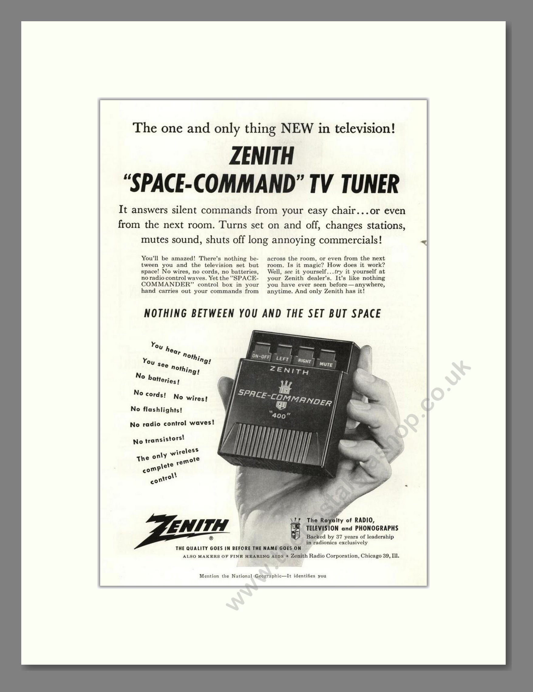 Zenith - Space Command TV Tuner. Vintage Advert 1956 (ref AD68488)