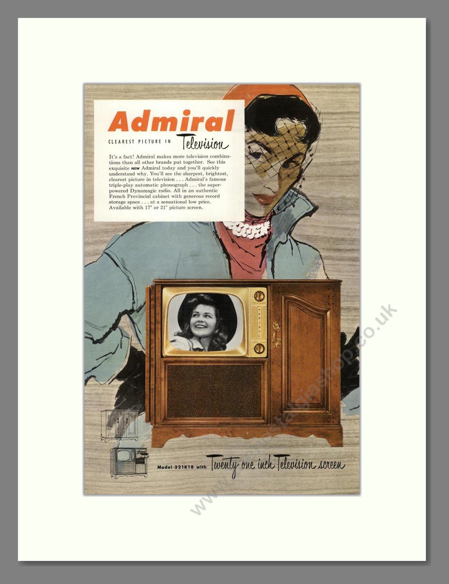 Admiral - 321K18 TV. Vintage Advert 1951 (ref AD68492)