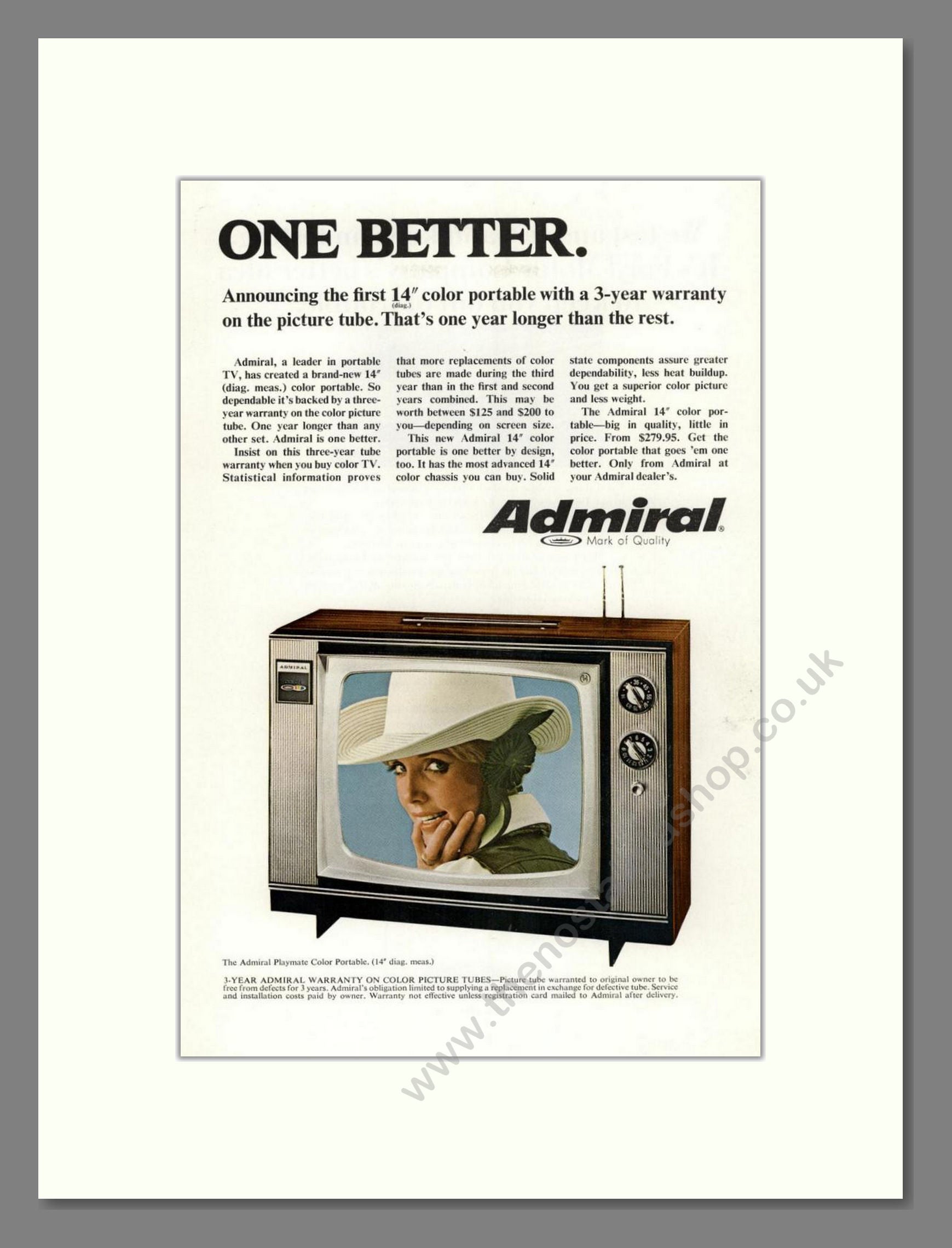 Admiral - Playmate TV. Vintage Advert 1969 (ref AD68493)