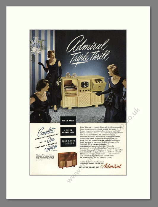 Admiral - 10 Inch TV With Phonograph. Vintage Advert 1948 (ref AD68496)