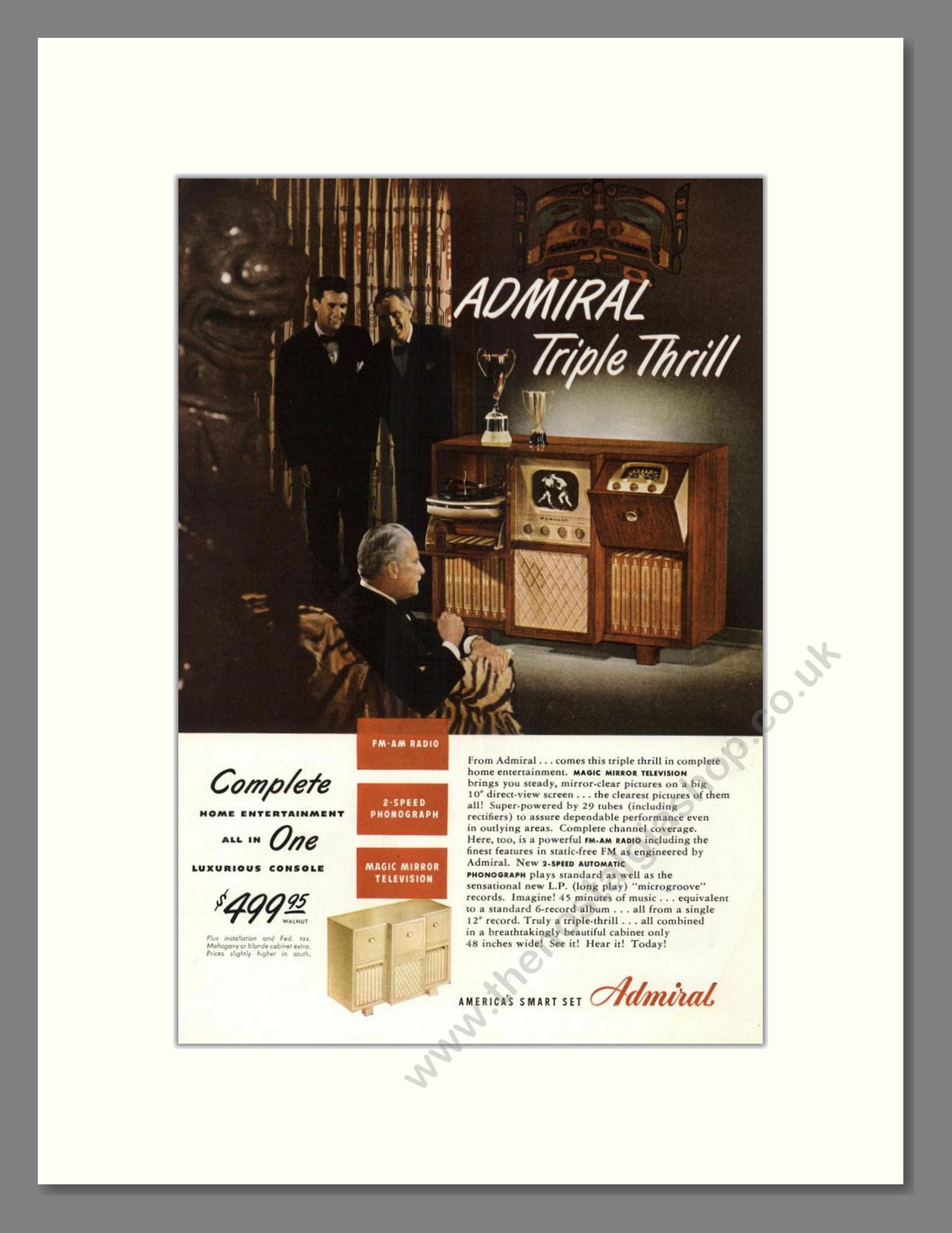 Admiral - 10 Inch TV With Phonograph. Vintage Advert 1948 (ref AD68500)