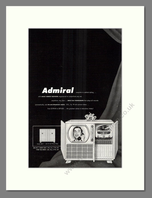 Admiral - 19 Inch TV With Phonograph. Vintage Advert 1950 (ref AD68502)