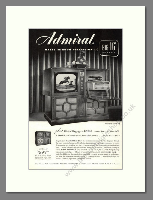Admiral - Magic Mirror TV. Vintage Advert 1949 (ref AD68505)