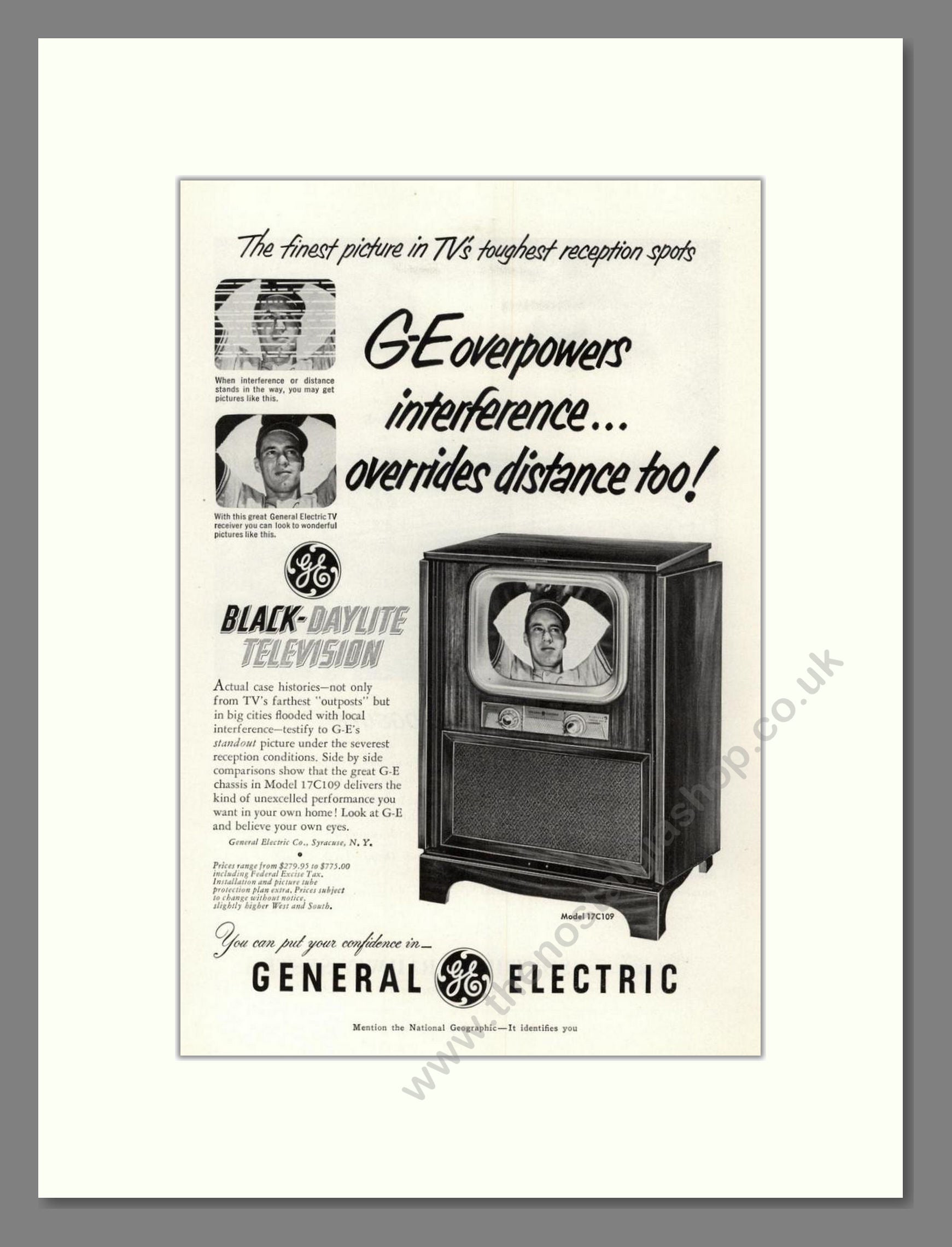 General Electric - Black Daylite. Vintage Advert 1951 (ref AD68521)