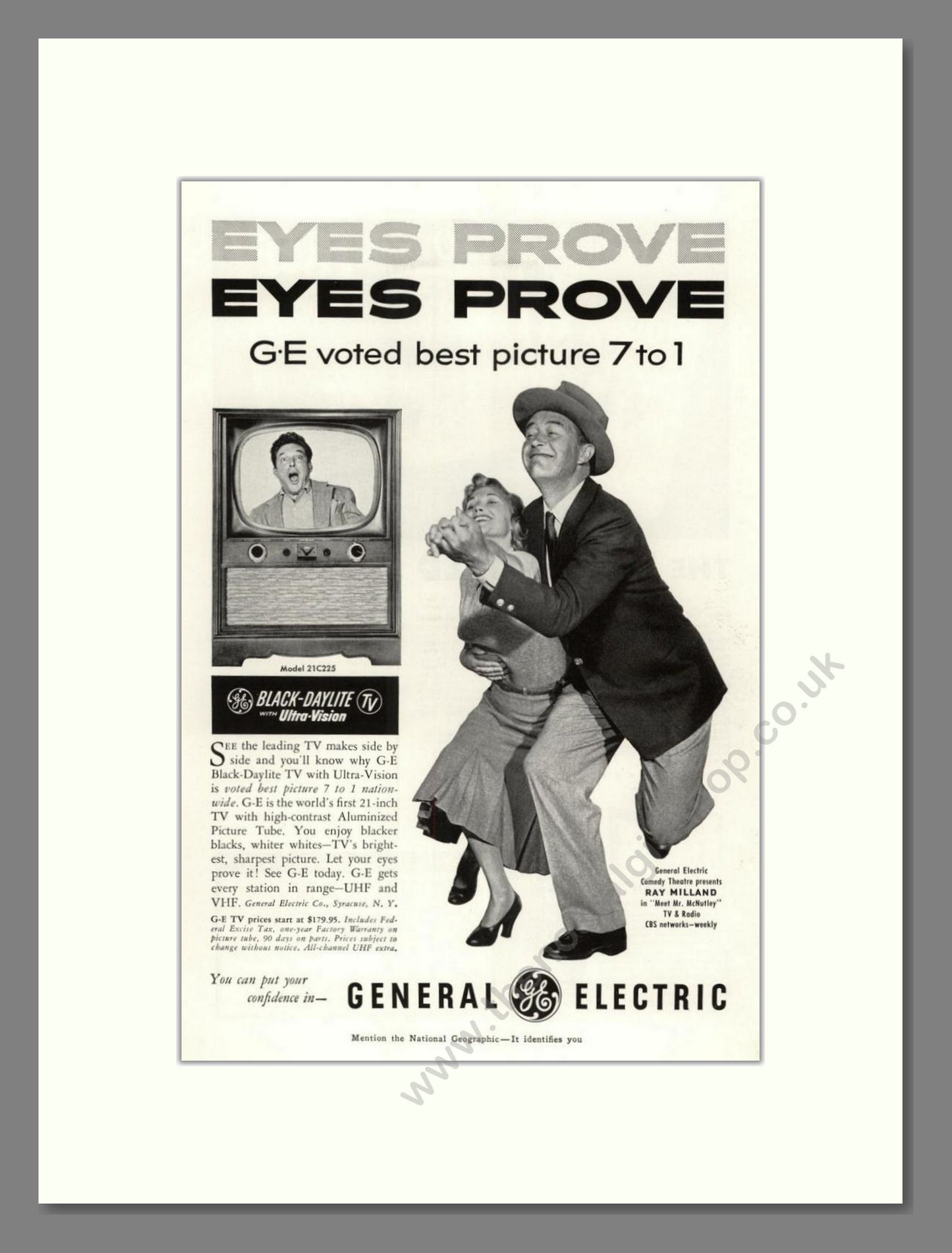 General Electric - Black Daylite. Vintage Advert 1953 (ref AD68522)