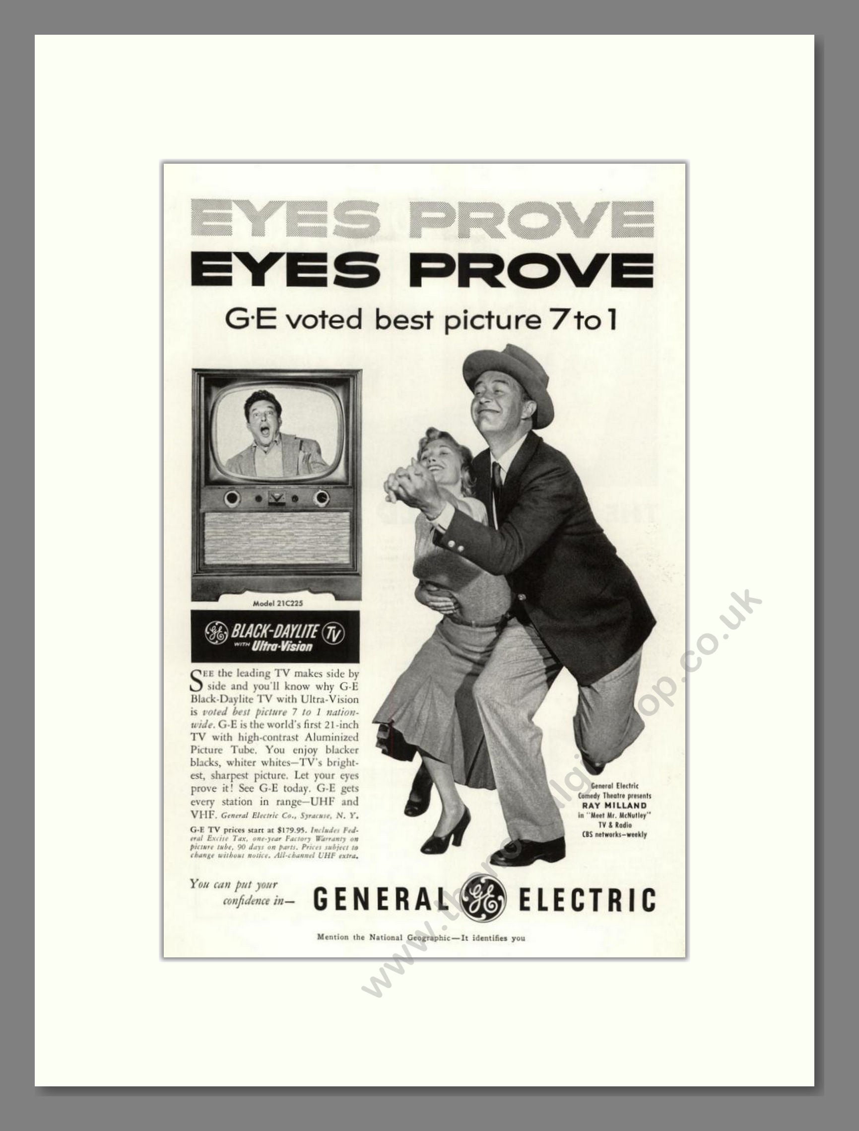 General Electric - Black Daylite. Vintage Advert 1953 (ref AD68522)