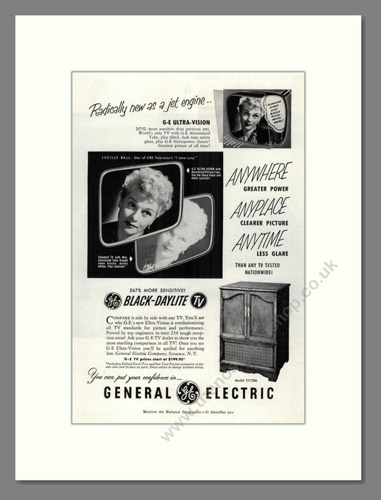 General Electric - Black Daylite. Vintage Advert 1952 (ref AD68524)