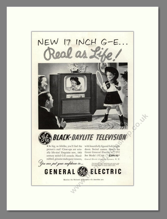 General Electric - Black Daylite. Vintage Advert 1951 (ref AD68526)