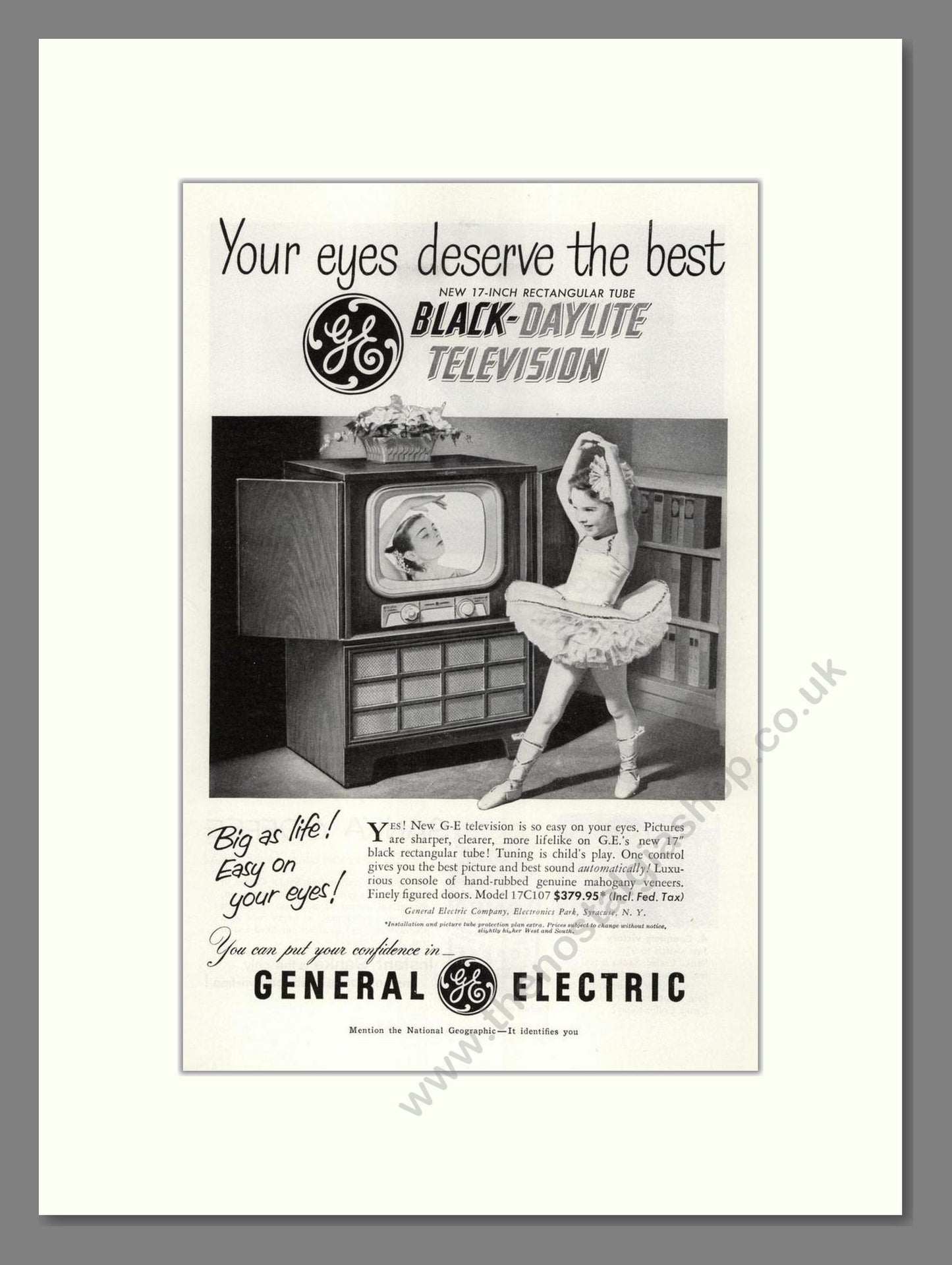 General Electric - Black Daylite. Vintage Advert 1951 (ref AD68528)