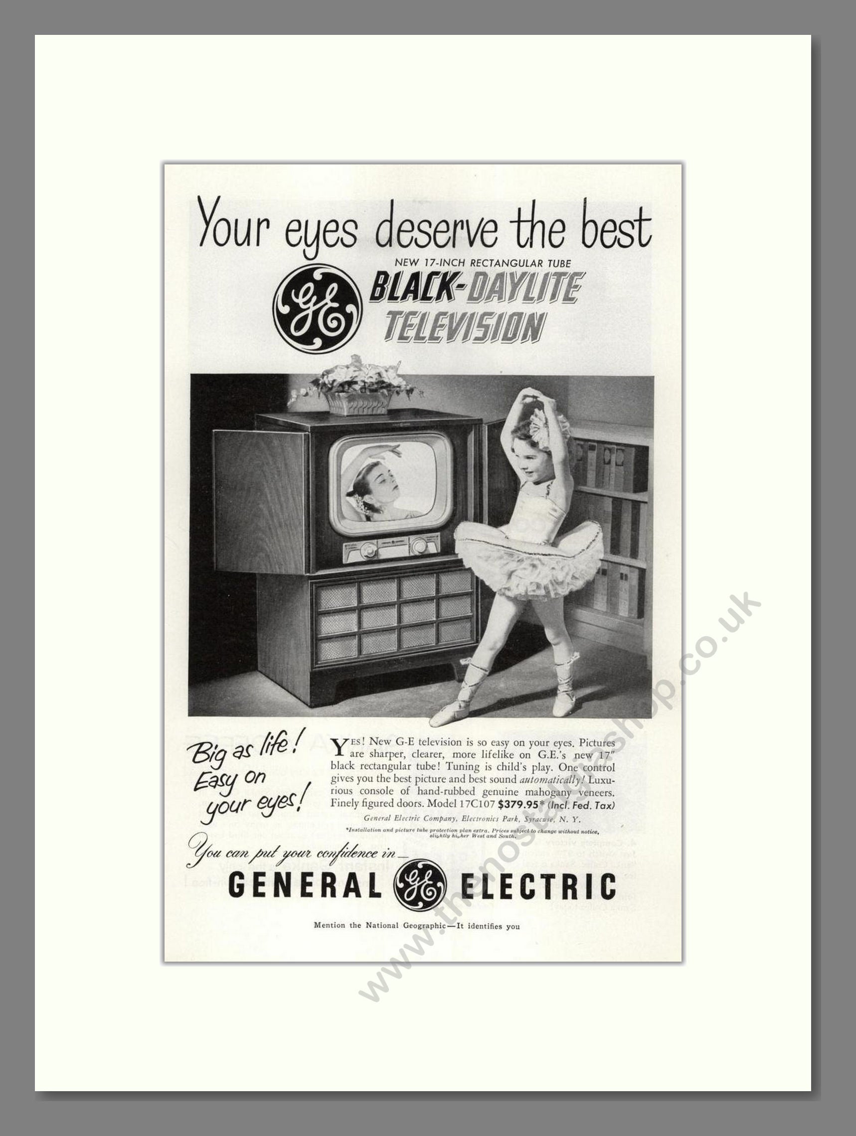 General Electric - Black Daylite. Vintage Advert 1951 (ref AD68528)