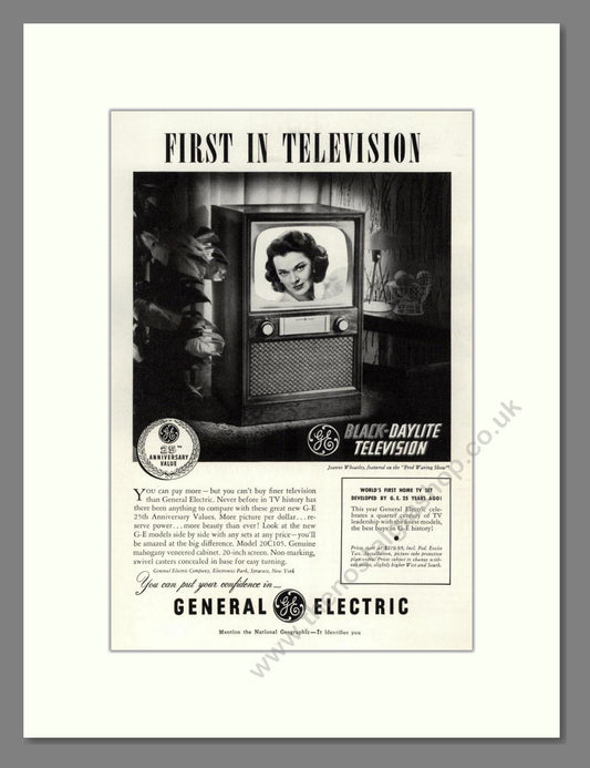 General Electric - Black Daylite. Vintage Advert 1952 (ref AD68529)