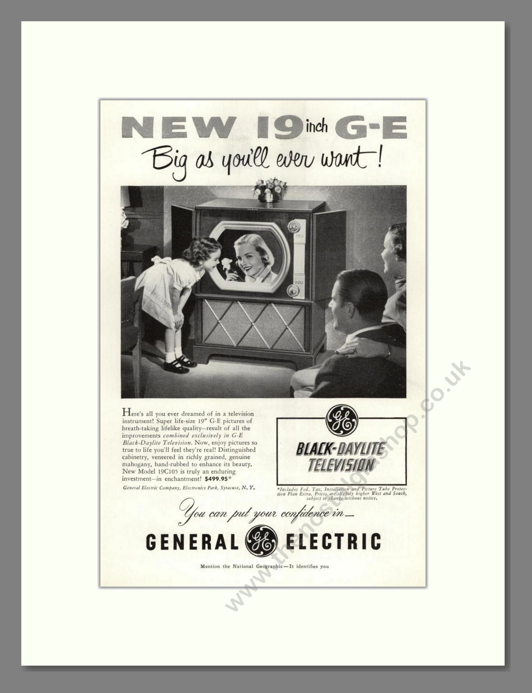 General Electric - Black Daylite. Vintage Advert 1951 (ref AD68530)