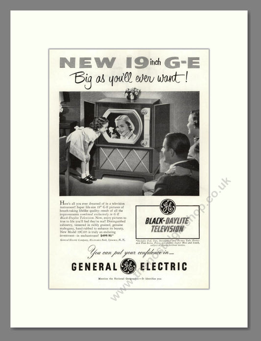 General Electric - Black Daylite. Vintage Advert 1951 (ref AD68530)
