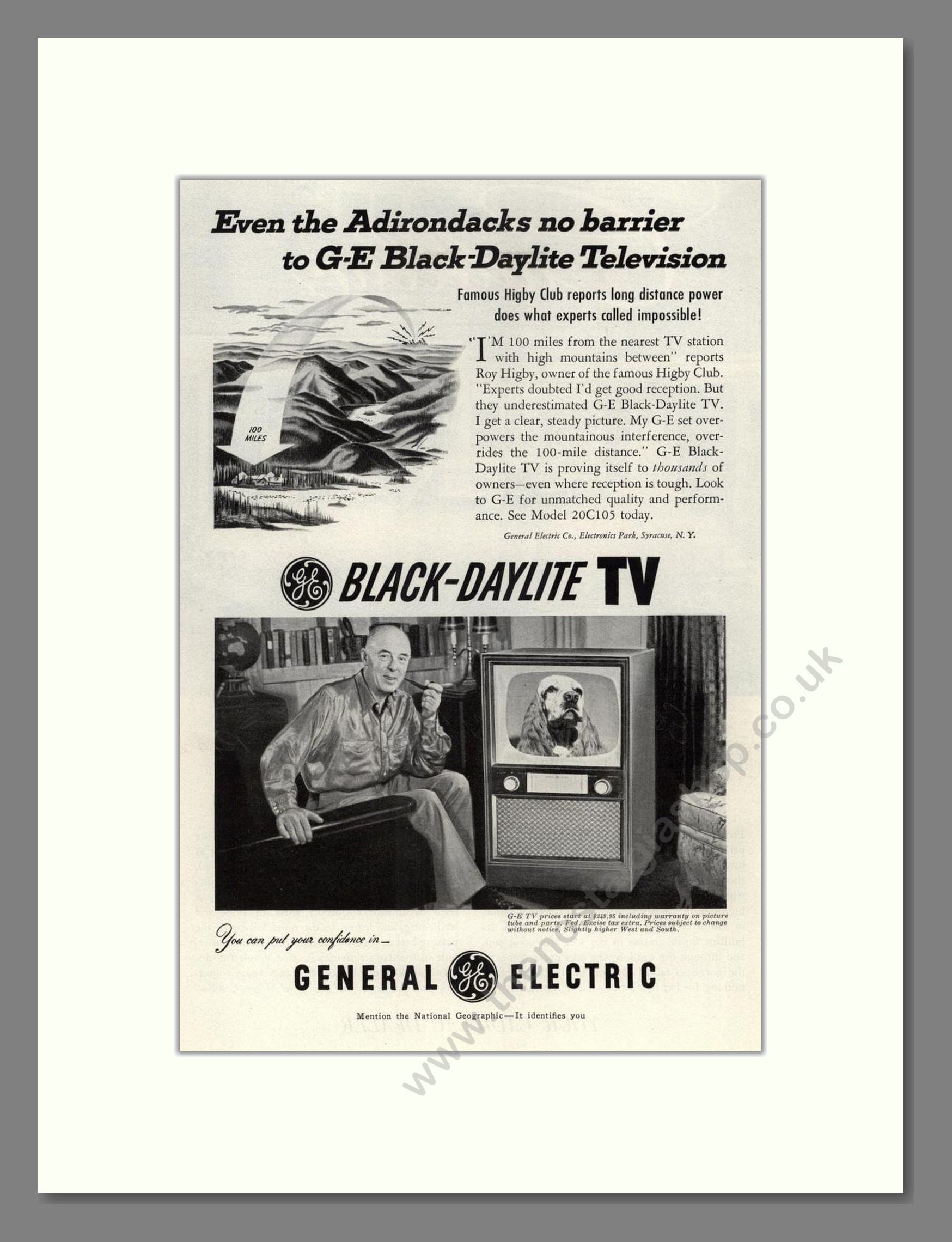General Electric - Black Daylite. Vintage Advert 1952 (ref AD68531)