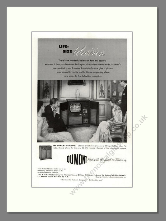 Dumont - Bradford TV. Vintage Advert 1950 (ref AD68538)