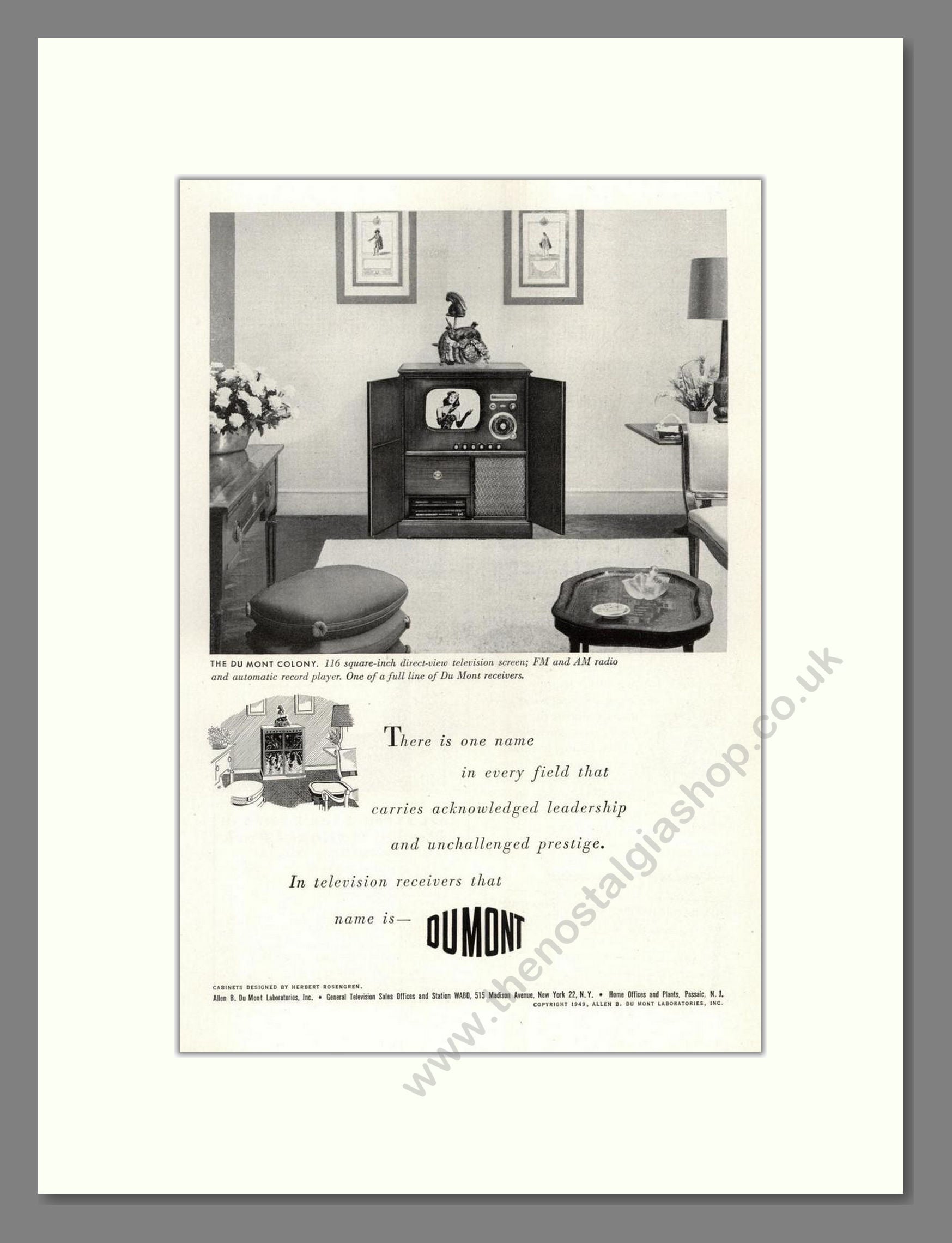 Dumont - Colony TV. Vintage Advert 1949 (ref AD68539)
