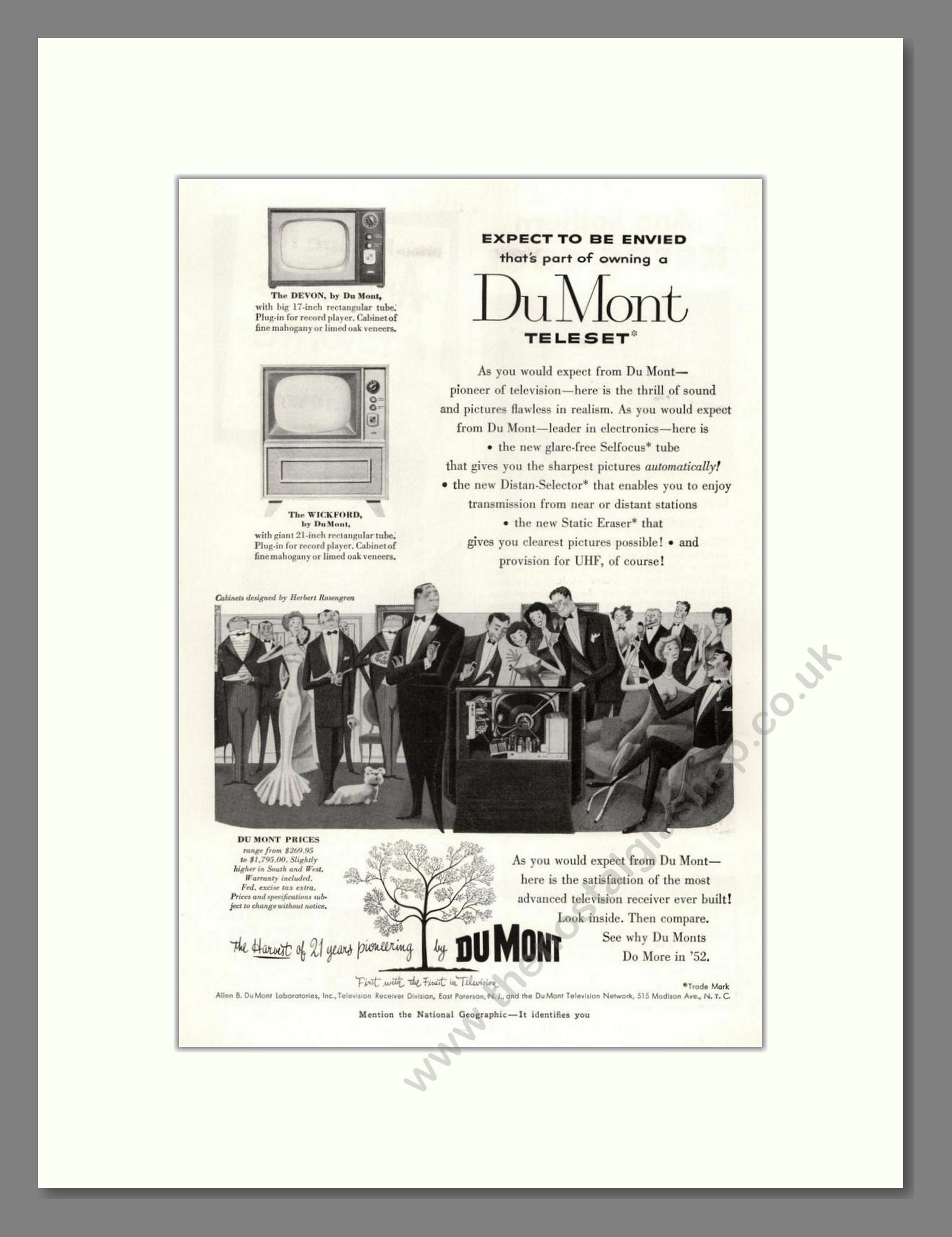 Dumont - Devon / Wickford. Vintage Advert 1952 (ref AD68540)