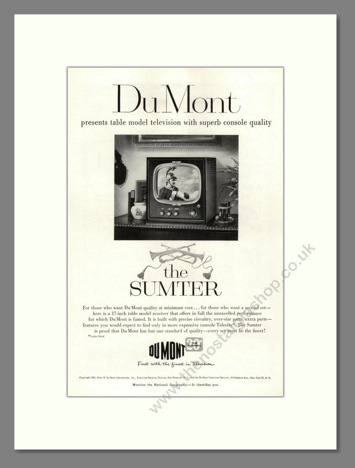 Dumont - Sumter TV. Vintage Advert 1951 (ref AD68545)