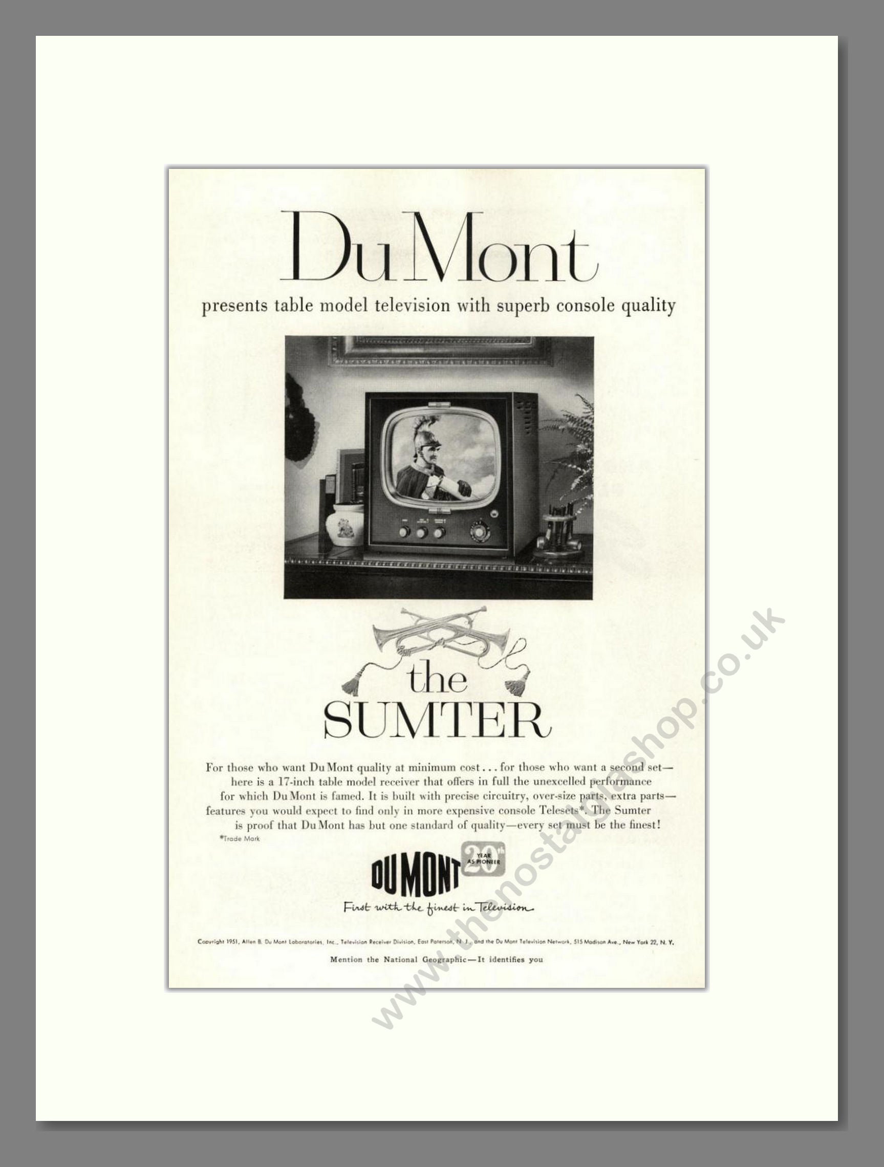 Dumont - Sumter TV. Vintage Advert 1951 (ref AD68545)