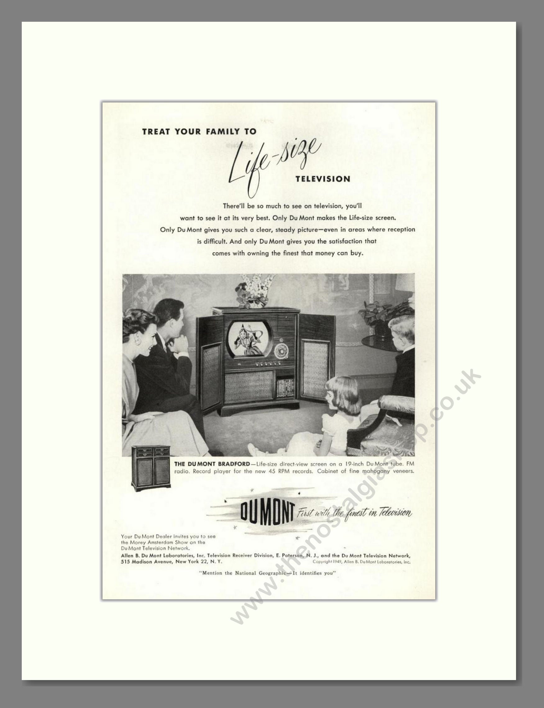 Dumont - Bradford TV. Vintage Advert 1950 (ref AD68547)