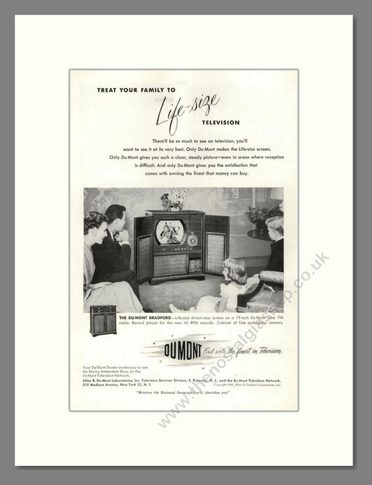 Dumont - Bradford TV. Vintage Advert 1950 (ref AD68547)