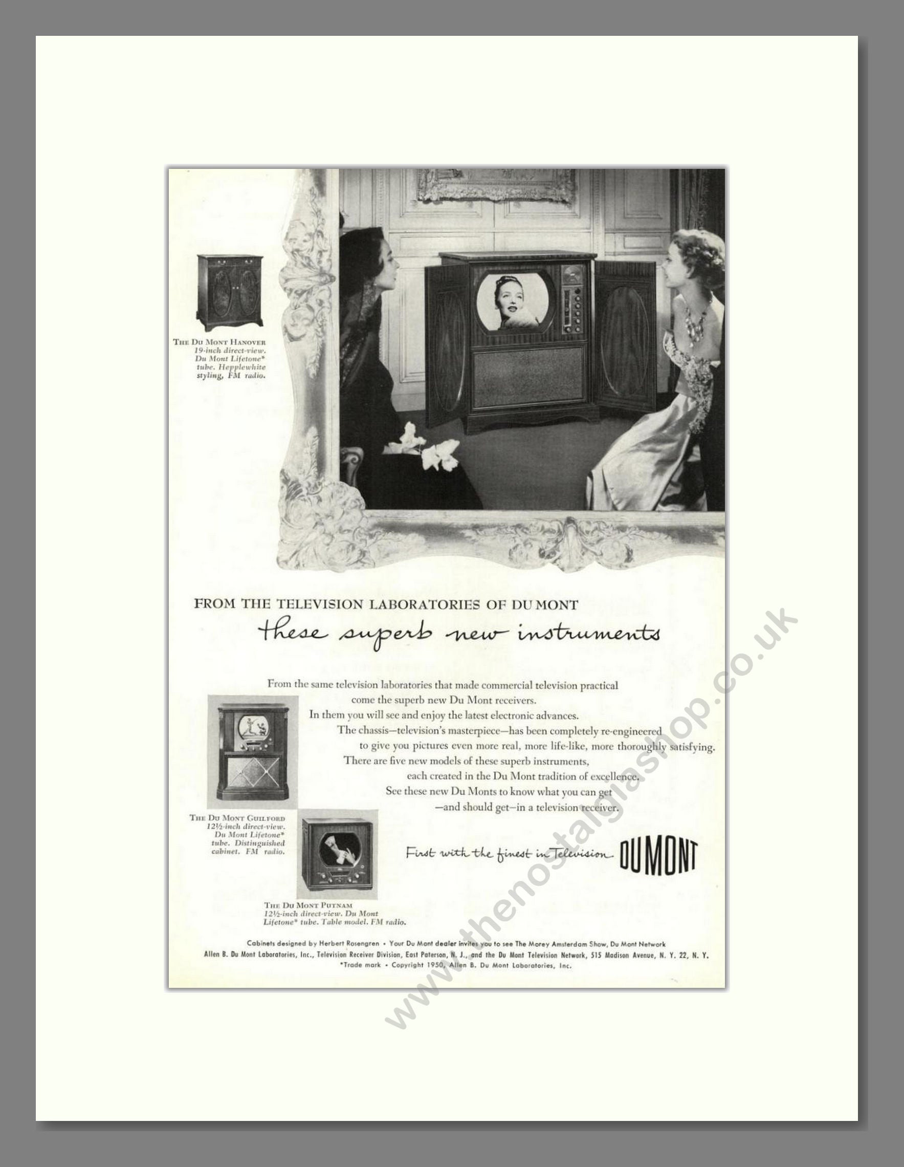 Dumont - Hanover / Guilford / Putnam TV. Vintage Advert 1950 (ref AD68548)