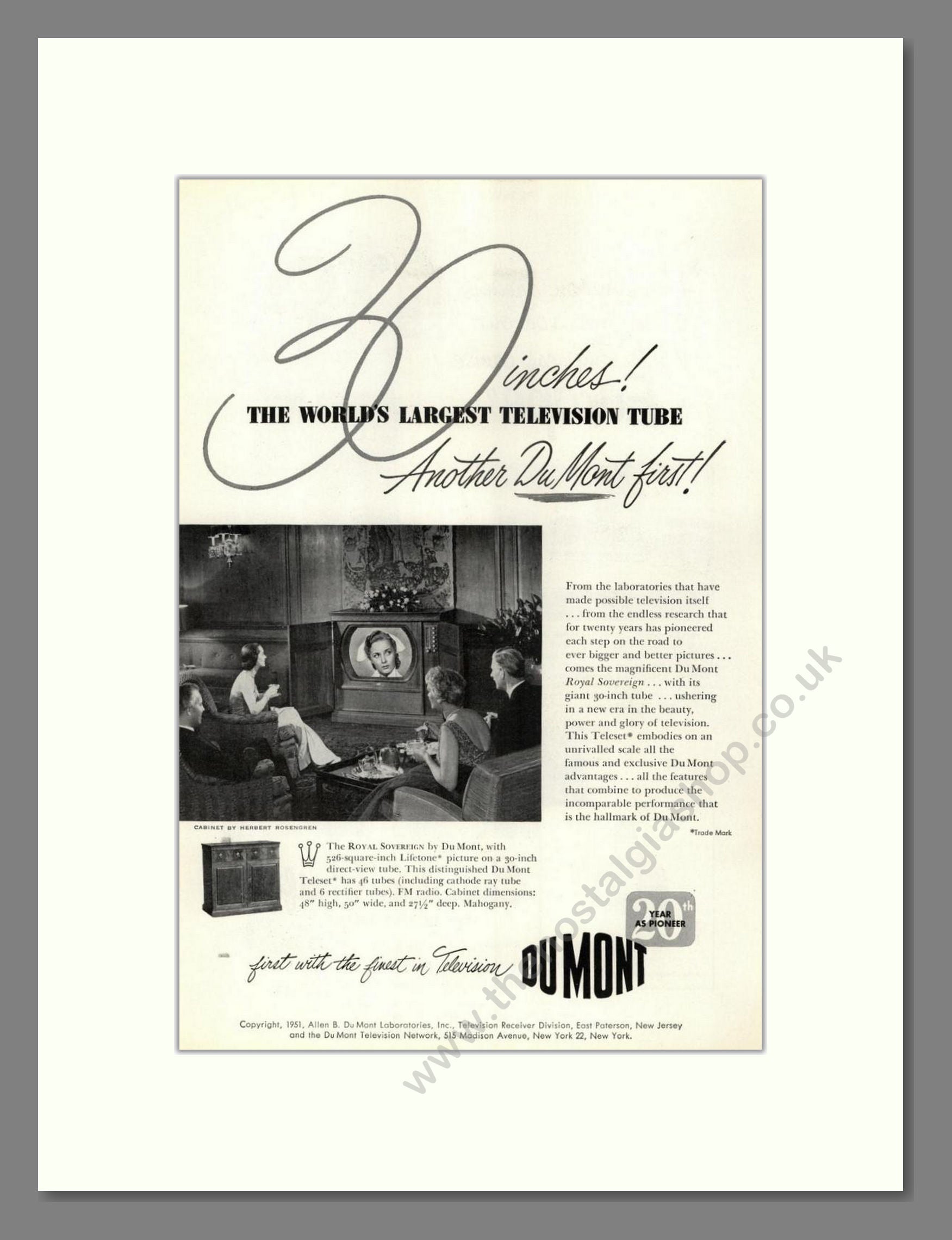 Dumont - Royal Sovereign. Vintage Advert 1951 (ref AD68550)