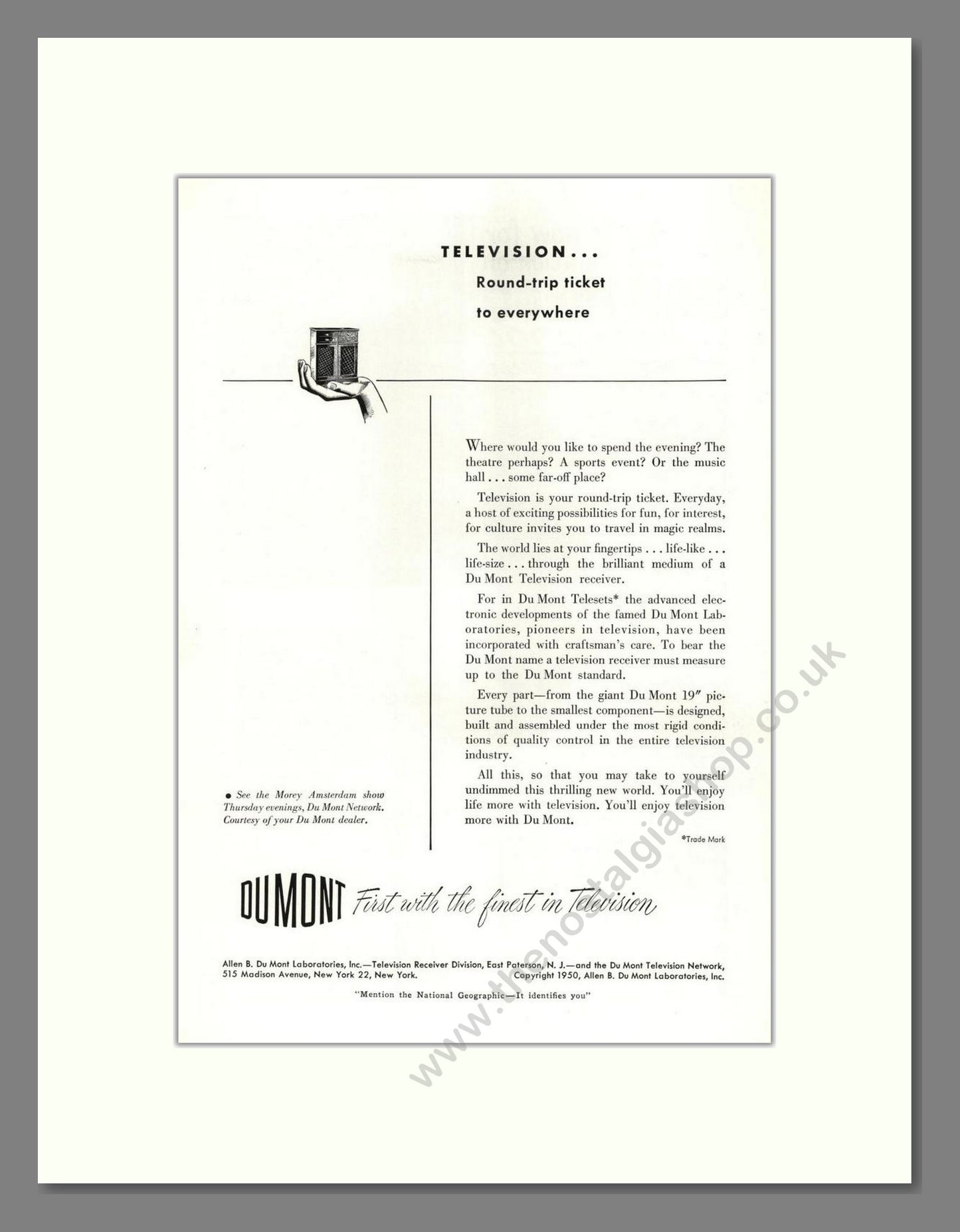 Dumont - Teleset. Vintage Advert 1950 (ref AD68552)