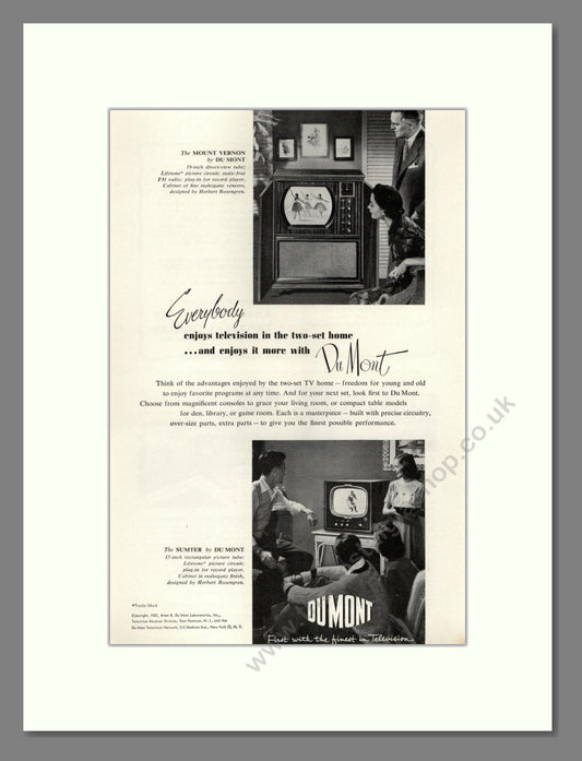 Dumont - Vernon / Sumter TV. Vintage Advert 1951 (ref AD68554)