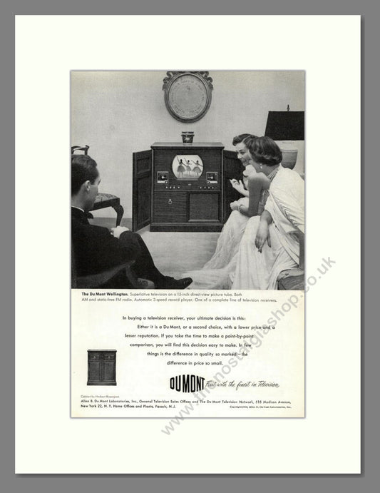 Dumont - Wellington TV. Vintage Advert 1950 (ref AD68555)