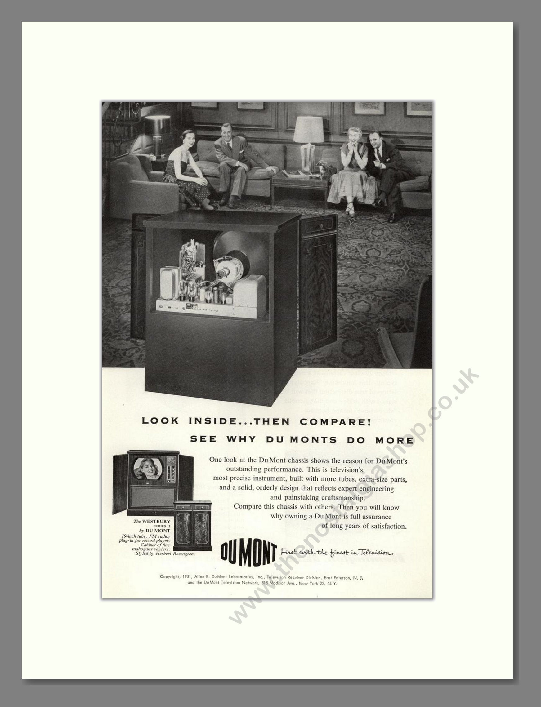 Dumont - Westbury TV. Vintage Advert 1951 (ref AD68557)