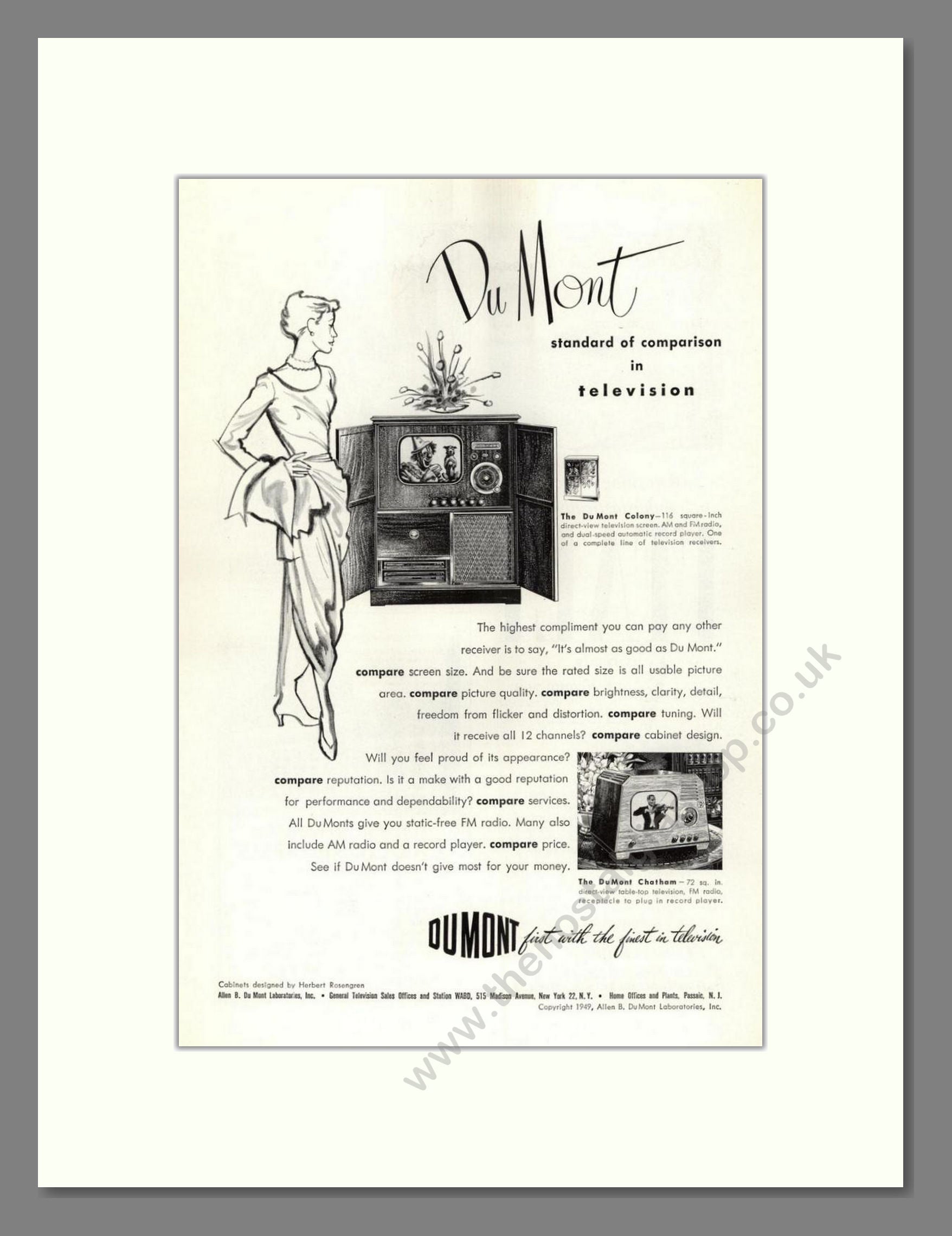 Dumont - Colony TV. Vintage Advert 1949 (ref AD68558)