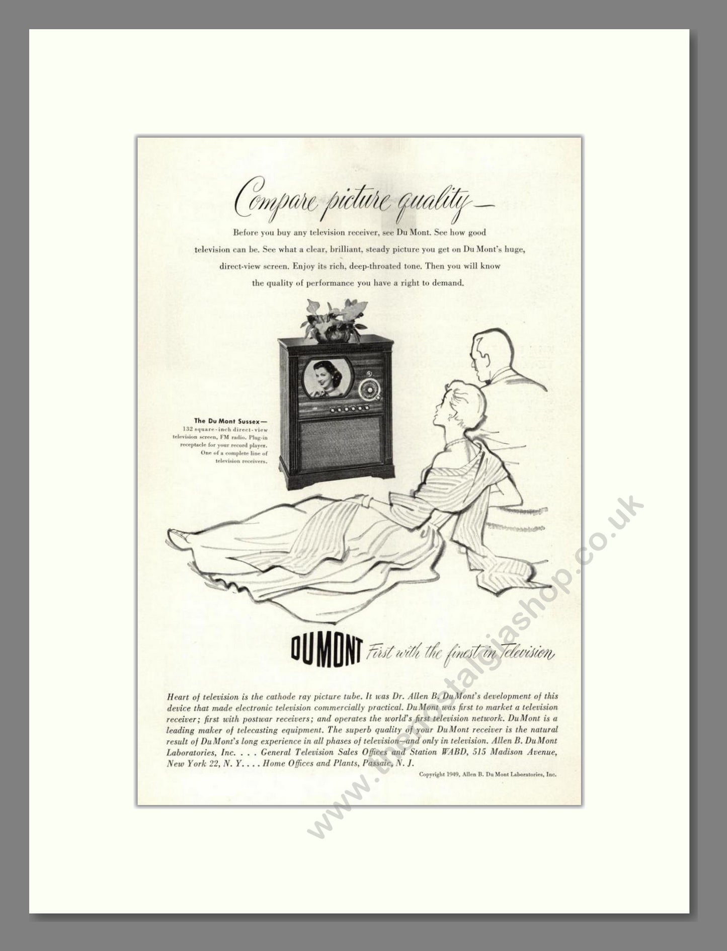 Dumont - Sussex TV. Vintage Advert 1949 (ref AD68559)